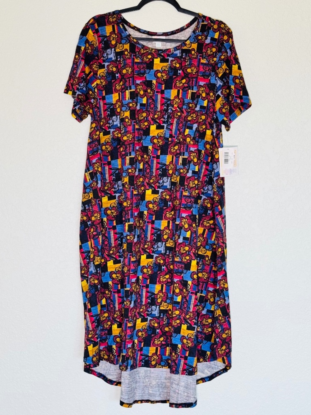 LuLaRoe Carly Swing Dress XXL Cotton Blend Colorful Oversized Floral Comfortable